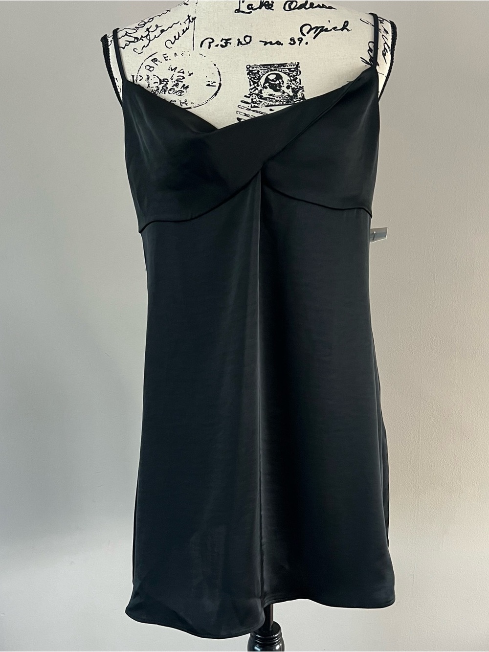 BP Nordstrom Black Satin Slip Mini Dress ladies size large black